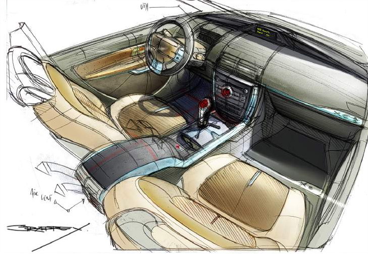 Drawing of driving post of Citroën C6